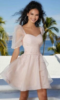 Mori Lee 9593 - Pouf Sleeve A-Line Cocktail Dress -Fashion wedding dress mori lee 9593 pouf sleeve a line cocktail dress cocktail dresses 31377820287059