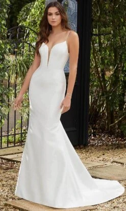 Mori Lee Bridal 12146 - Plunging V-Neck Satin Bridal Gown