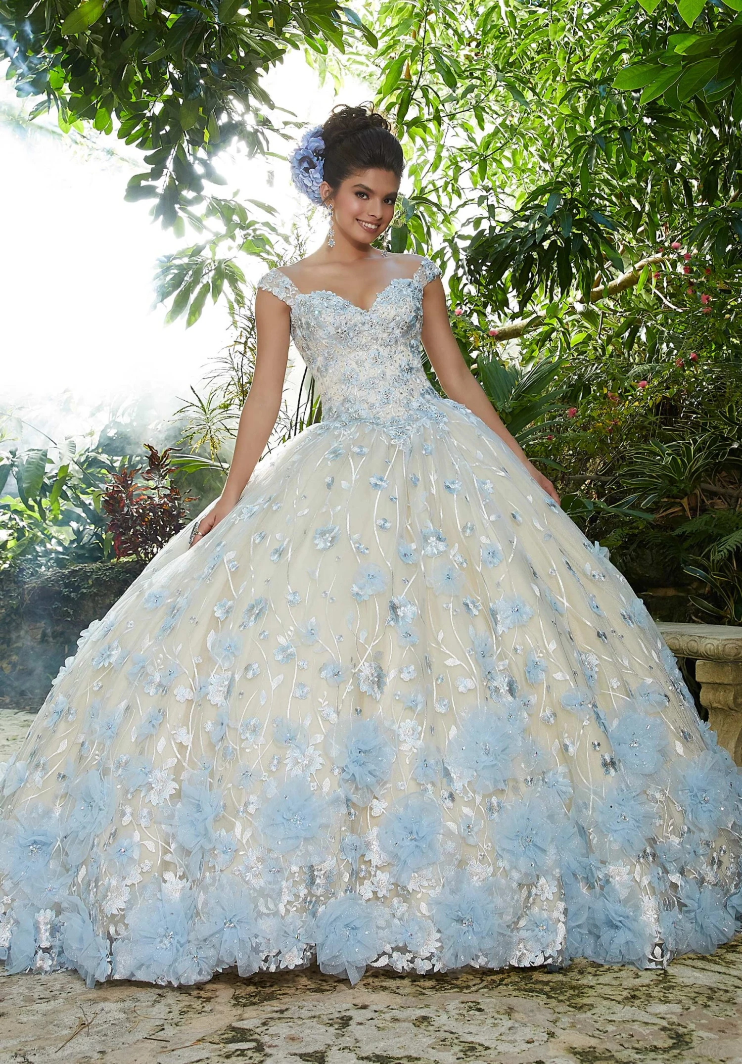 Vizcaya By Mori Lee - 34011 Strapless Ornate Floral Appliqued Ballgown 1 Vizcaya By Mori Lee - 34011 Strapless Ornate Floral Appliqued Ballgown