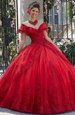 Vizcaya By Mori Lee - 34025 Beaded Lace Off-Shoulder Tulle Ballgown -Fashion wedding dress vizcaya by mori lee 34025 beaded lace off shoulder tulle ballgown ball gowns 0 scarlet 28110460420179