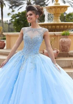 Vizcaya By Mori Lee - 60094 Bejeweled Illusion Bodice Tulle Ballgown -Fashion wedding dress vizcaya by mori lee 60094 bejeweled illusion bodice tulle ballgown quinceanera dresses 0 bahama blue 28149596946515