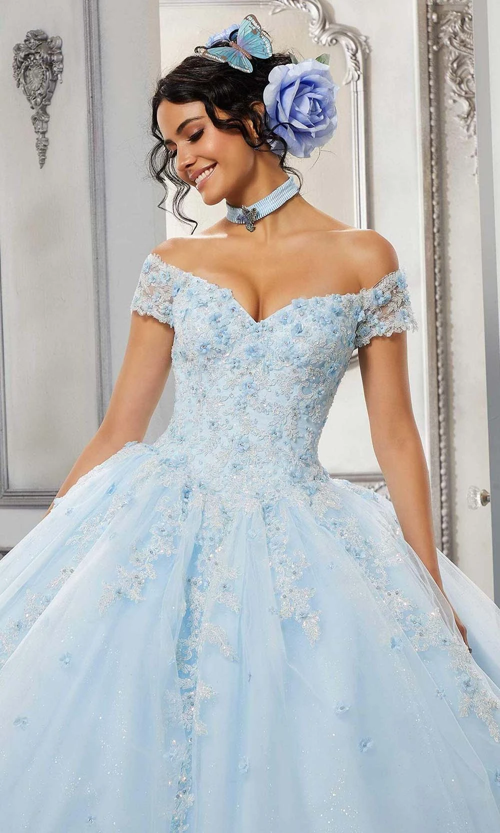 Vizcaya By Mori Lee - 60143 Beaded Off Shoulder Ball Gown 3 Vizcaya By Mori Lee - 60143 Beaded Off Shoulder Ball Gown - Image 3