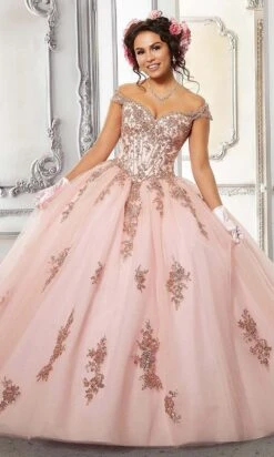 Vizcaya By Mori Lee - 60146 Appliqued Off Shoulder Ball Gown -Fashion wedding dress vizcaya by mori lee 60146 appliqued off shoulder ball gown quinceanera dresses 00 pink 28428120260691