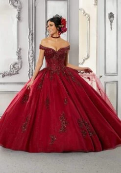 Vizcaya By Mori Lee - 60146 Appliqued Off Shoulder Ball Gown -Fashion wedding dress vizcaya by mori lee 60146 appliqued off shoulder ball gown special occasion dress 28392529920083