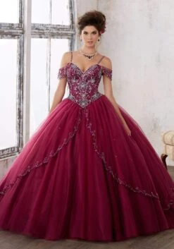 Vizcaya By Mori Lee - 89135 Jeweled Draped Off Shoulder Ballgown 16 Vizcaya By Mori Lee - 89135 Jeweled Draped Off Shoulder Ballgown -Fashion wedding dress vizcaya by mori lee 89135 jeweled draped off shoulder ballgown quinceanera dresses 00 black cherry 28115948798035