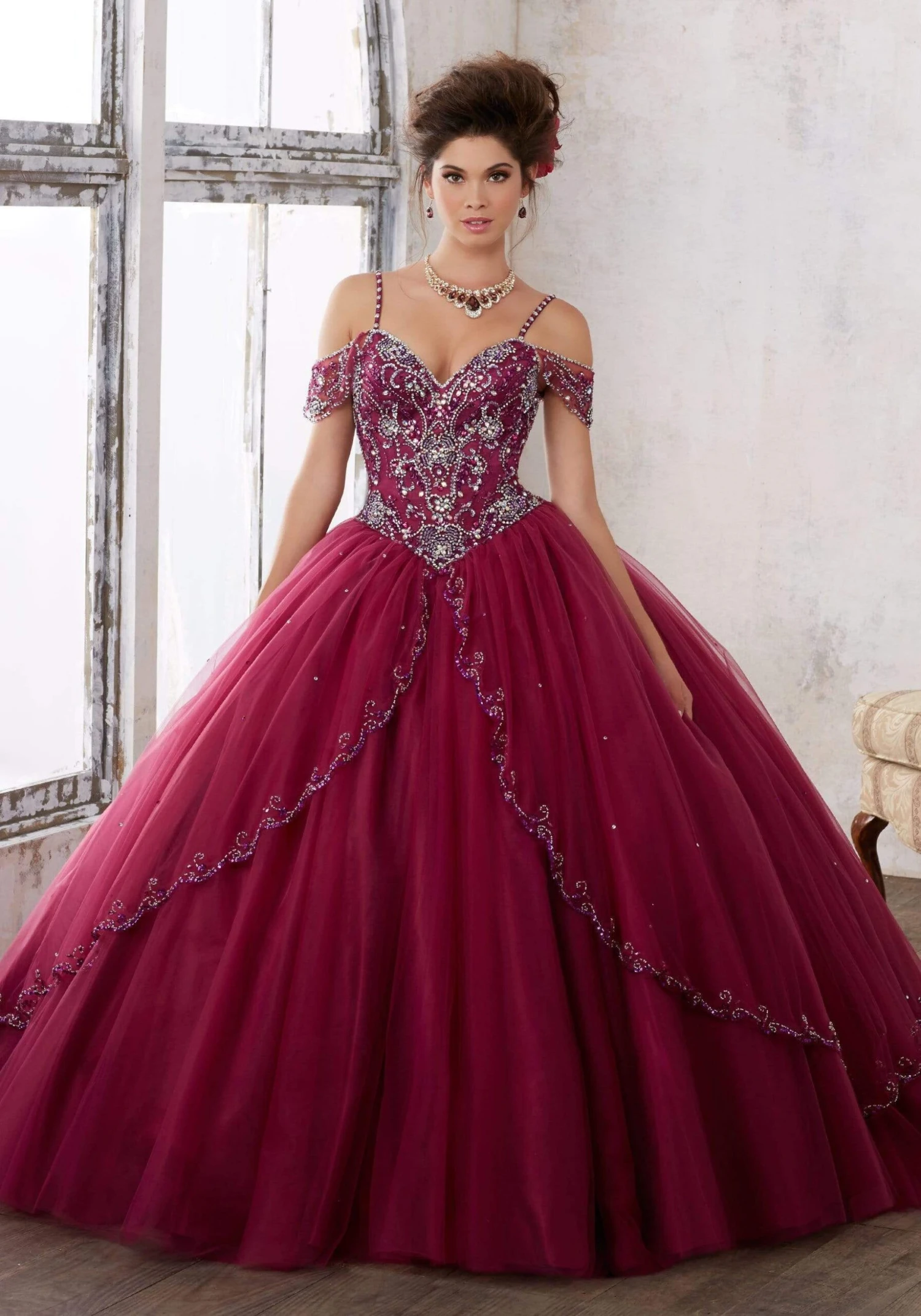 Vizcaya By Mori Lee - 89135 Jeweled Draped Off Shoulder Ballgown 7 Vizcaya By Mori Lee - 89135 Jeweled Draped Off Shoulder Ballgown - Image 7