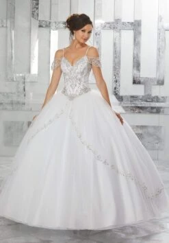 Vizcaya By Mori Lee - 89135 Jeweled Draped Off Shoulder Ballgown 18 Vizcaya By Mori Lee - 89135 Jeweled Draped Off Shoulder Ballgown -Fashion wedding dress vizcaya by mori lee 89135 jeweled draped off shoulder ballgown quinceanera dresses 00 white 28115957121107
