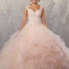 Vizcaya By Mori Lee - 89177 Beaded Lace V-neck Tulle Ballgown