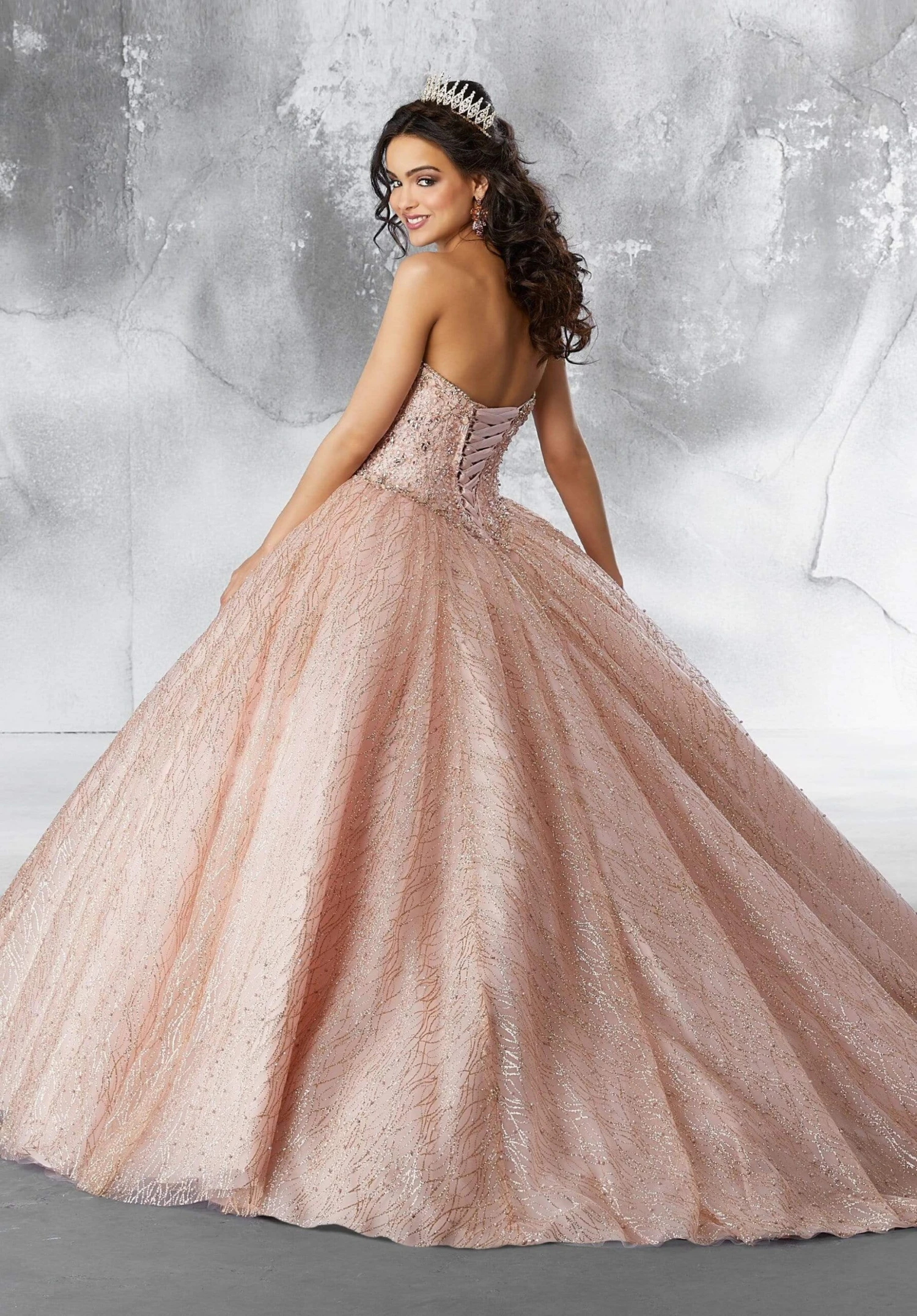 Vizcaya By Mori Lee - 89199 Pearl-Ornate Glitter Mesh Ballgown 2 Vizcaya By Mori Lee - 89199 Pearl-Ornate Glitter Mesh Ballgown - Image 2