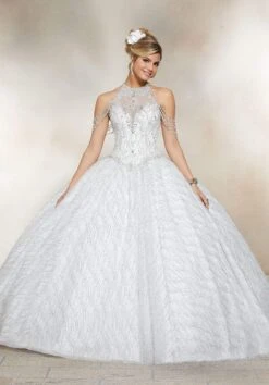 Vizcaya By Mori Lee - 89221 Chandelier Garlanded Halter Ballgown