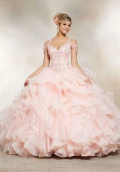 Vizcaya By Mori Lee - 89226 Crystal Beaded Cold Shoulder Ballgown -Fashion wedding dress vizcaya by mori lee 89226 crystal beaded cold shoulder ballgown quinceanera dresses 0 blush 12788309885011