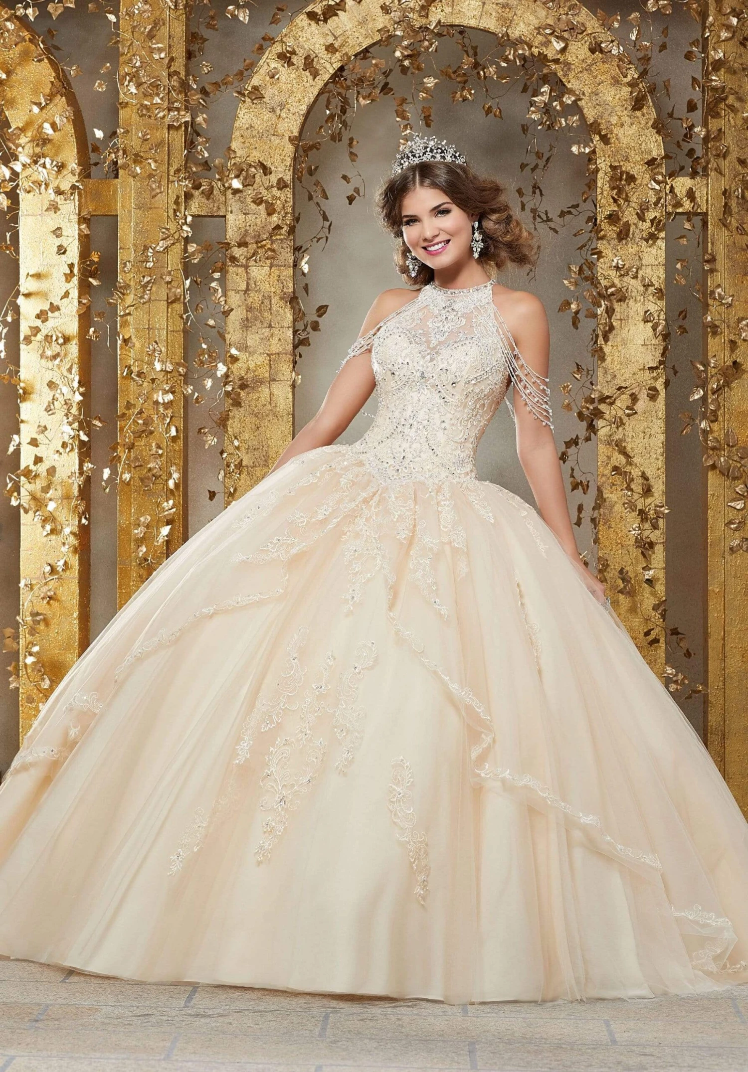 Vizcaya By Mori Lee - 89227 Crystal Beaded Halter Neck Tulle Ballgown 5 Vizcaya By Mori Lee - 89227 Crystal Beaded Halter Neck Tulle Ballgown - Image 5