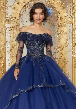 Vizcaya By Mori Lee - 89235 Off Shoulder Illusion Long Sleeve Ballgown -Fashion wedding dress vizcaya by mori lee 89235 off shoulder illusion long sleeve ballgown special occasion dress 12788315160659