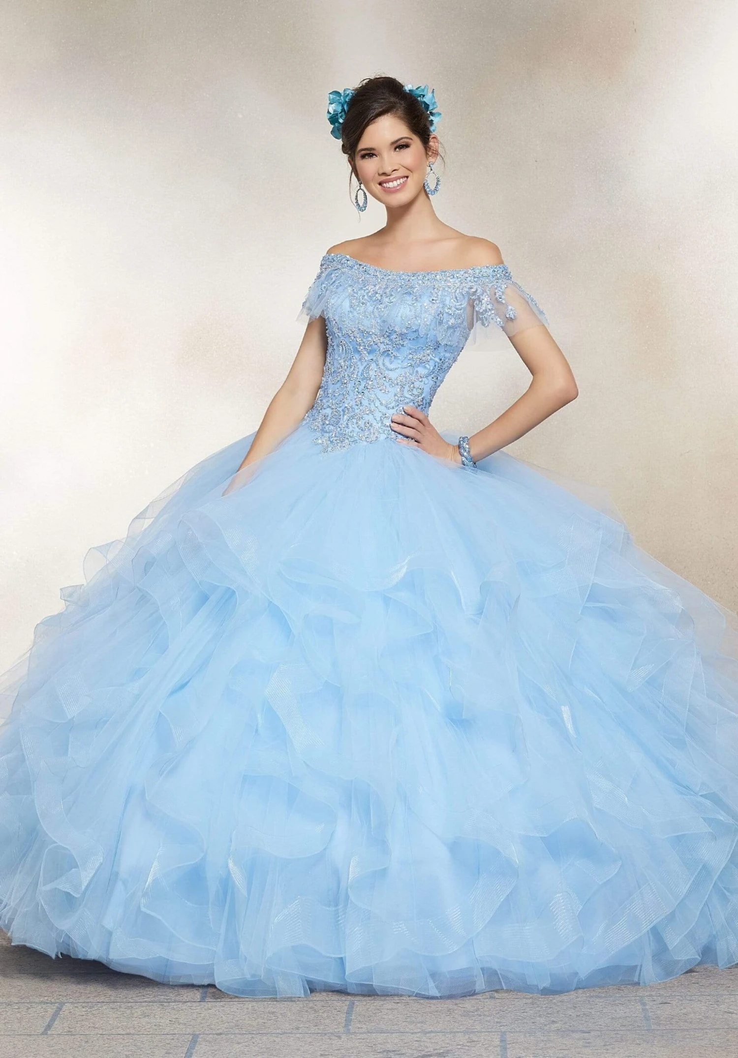 Vizcaya By Mori Lee - 89237 Off Shoulder Flounced Tulle Ballgown 1 Vizcaya By Mori Lee - 89237 Off Shoulder Flounced Tulle Ballgown
