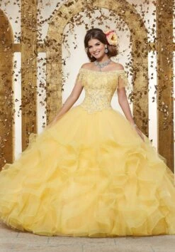 Vizcaya By Mori Lee - 89237 Off Shoulder Flounced Tulle Ballgown 9 Vizcaya By Mori Lee - 89237 Off Shoulder Flounced Tulle Ballgown -Fashion wedding dress vizcaya by mori lee 89237 off shoulder flounced tulle ballgown quinceanera dresses 0 yellow 28739067248723