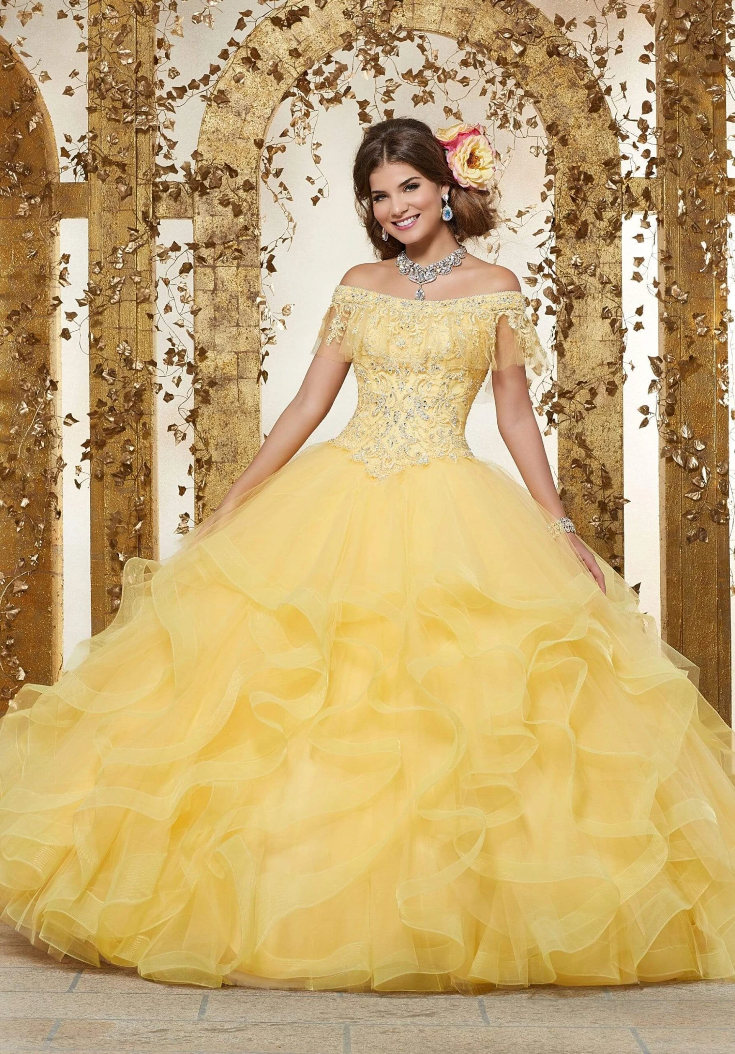 Vizcaya By Mori Lee - 89237 Off Shoulder Flounced Tulle Ballgown 3 Vizcaya By Mori Lee - 89237 Off Shoulder Flounced Tulle Ballgown - Image 3