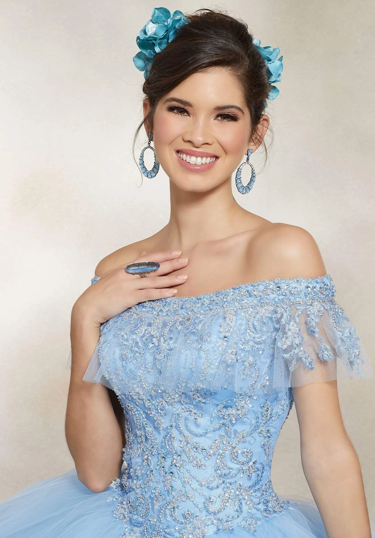 Vizcaya By Mori Lee - 89237 Off Shoulder Flounced Tulle Ballgown 2 Vizcaya By Mori Lee - 89237 Off Shoulder Flounced Tulle Ballgown - Image 2