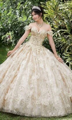 Vizcaya By Mori Lee - 89289 Floral Applique Off-Shoulder Ballgown