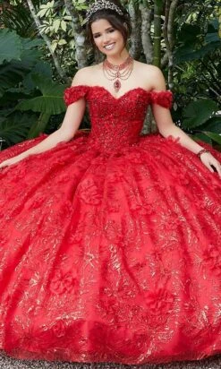 Vizcaya By Mori Lee - 89289 Floral Applique Off-Shoulder Ballgown -Fashion wedding dress vizcaya by mori lee 89289 floral applique off shoulder ballgown quinceanera dresses 0 red 14547114033235