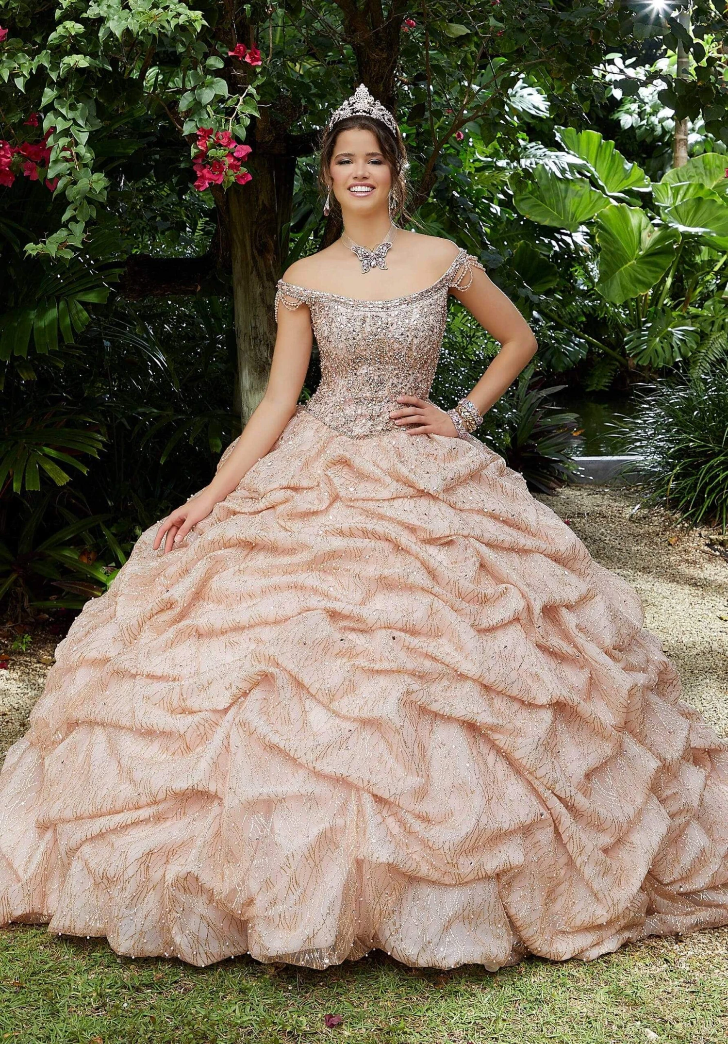Vizcaya By Mori Lee - 89296 Bead-Garlanded Ruffled Ballgown 3 Vizcaya By Mori Lee - 89296 Bead-Garlanded Ruffled Ballgown - Image 3