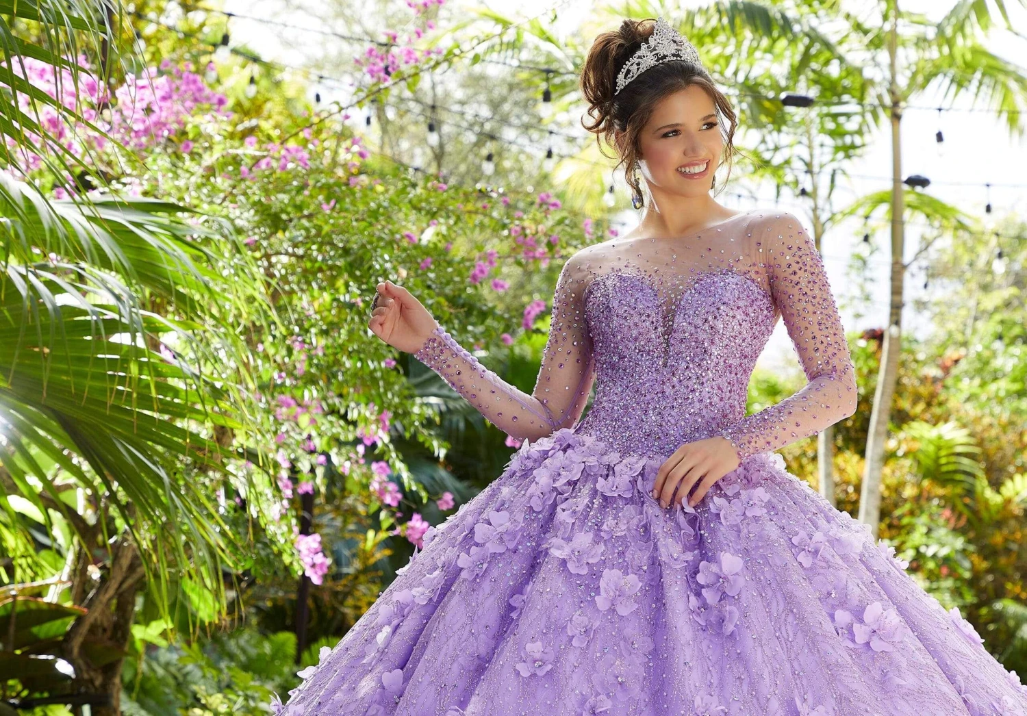 Vizcaya By Mori Lee - 89297 Jewel-Strewn Floral Appliqued Ballgown 9 Vizcaya By Mori Lee - 89297 Jewel-Strewn Floral Appliqued Ballgown - Image 9
