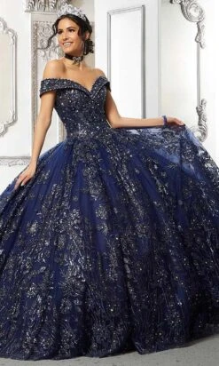 Vizcaya By Mori Lee - 89313 Off Shoulder Glittered Ballgown -Fashion wedding dress vizcaya by mori lee 89313 off shoulder glittered ballgown quinceanera dresses 00 navy 28428932186195