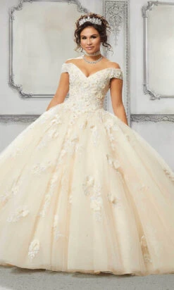 Vizcaya By Mori Lee - 89316 Applique Off Shoulder Tulle Ballgown