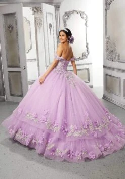Vizcaya By Mori Lee - 89318 Floral Accented Tulle Ballgown -Fashion wedding dress vizcaya by mori lee 89318 floral accented tulle ballgown special occasion dress 28392534376531