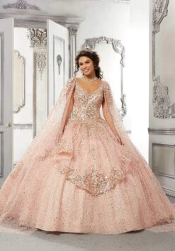Vizcaya By Mori Lee - 89321 V Neck Striking Detailed Ballgown -Fashion wedding dress vizcaya by mori lee 89321 v neck striking detailed ballgown quinceanera dresses 00 blush 28392534442067