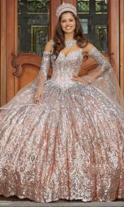 Vizcaya By Mori Lee 89401 - Flounce Sleeved Quinceanera Ballgown -Fashion wedding dress vizcaya by mori lee 89401 flounce sleeved quinceanera ballgown ball gowns 00 silver rose 32021188477011